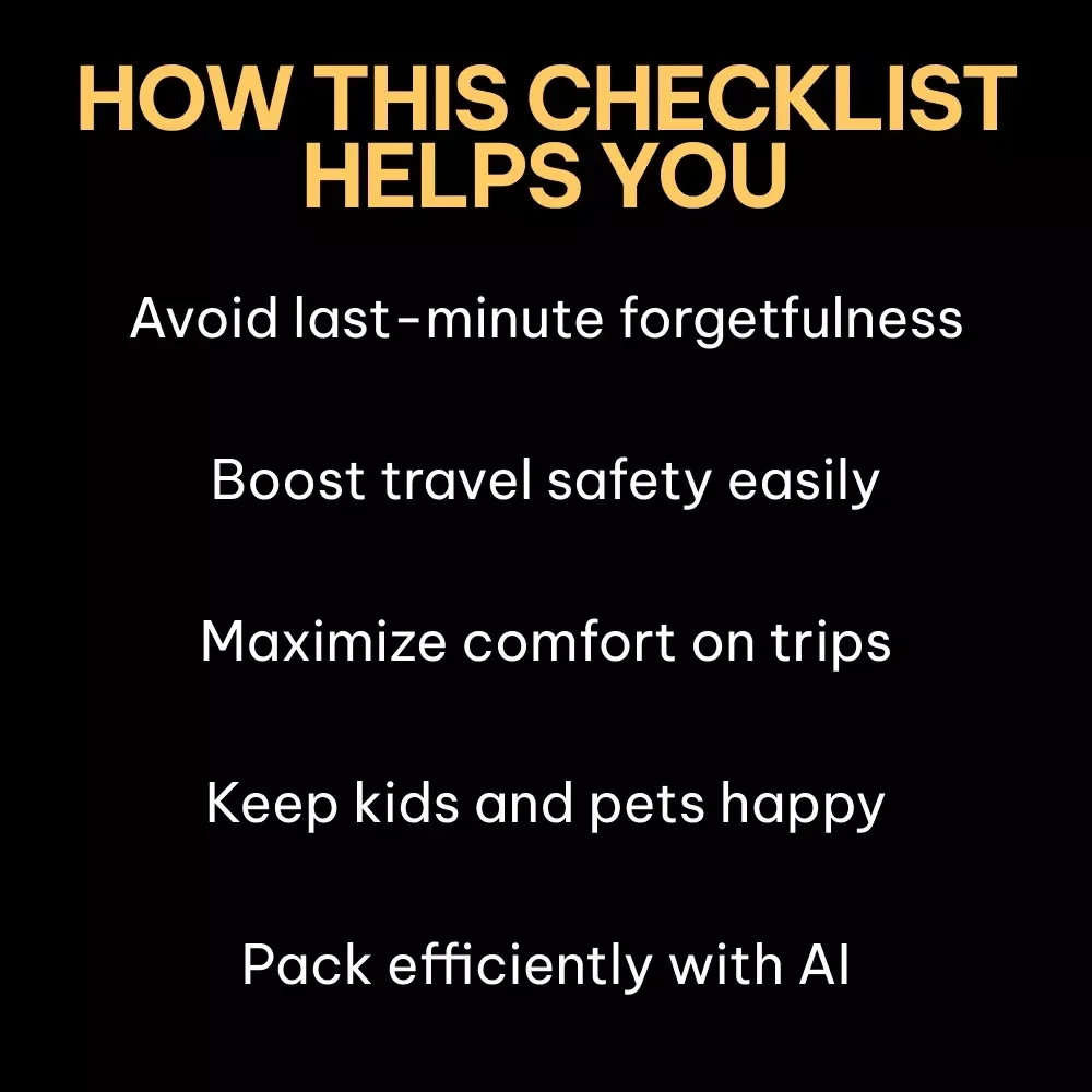 Pack Smart Drive Happy: Ultimate Checklist for What to Pack in a Car for a Road Trip | Car Essentials, Safety Gear, Comfort & AI Travel Tips