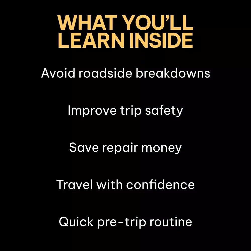 Car Checks You Can't Skip Before a Road Trip – Essential eBook Guide to Car Problems to Check Before a Road Trip, Vehicle Safety Checklist, Travel-Ready Car Prep Download
