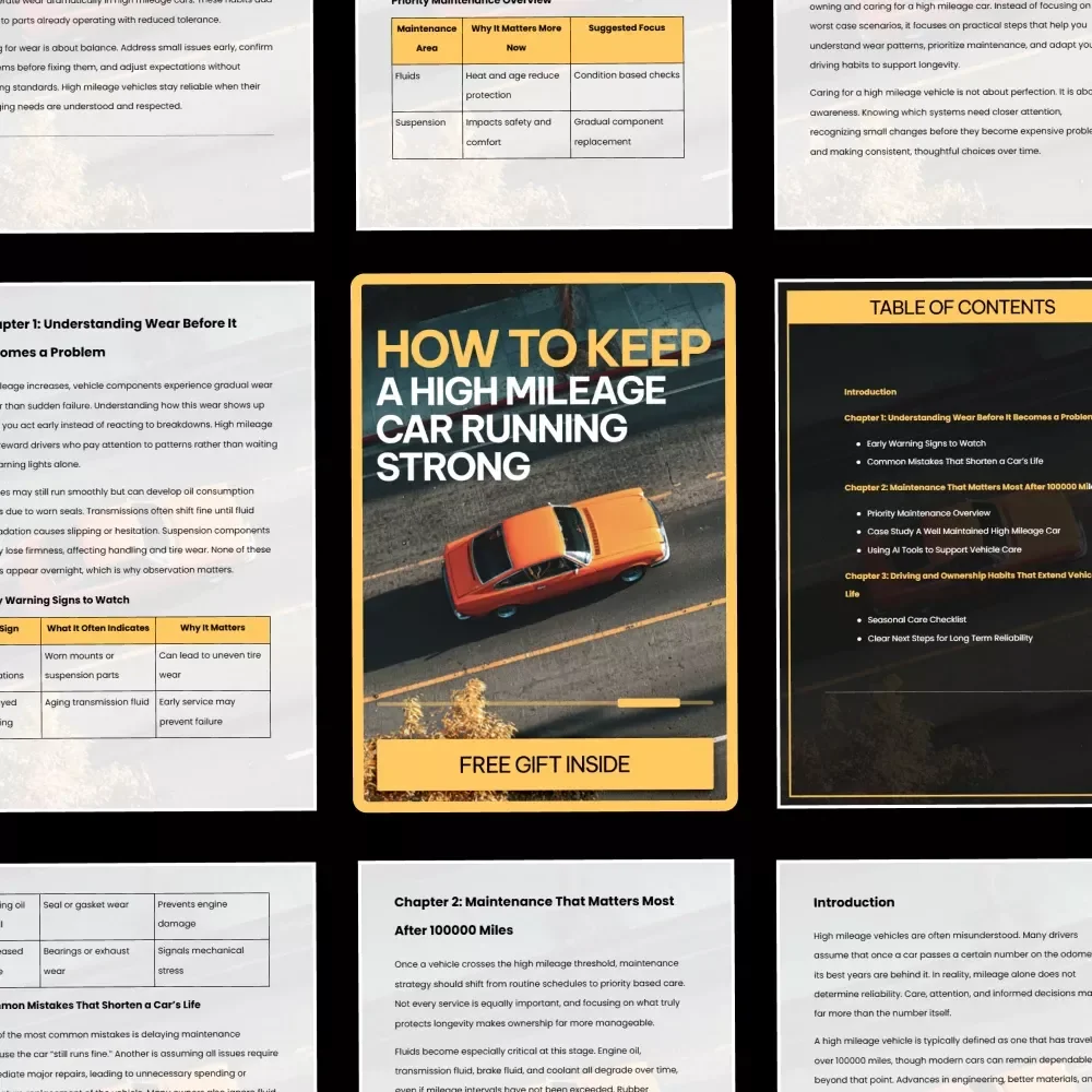 How to Keep a High Mileage Car Running Strong | High Mileage Car Maintenance Guide, 100000 Miles Vehicle Care, Long Term Reliability eBook, DIY Auto Maintenance Checklist