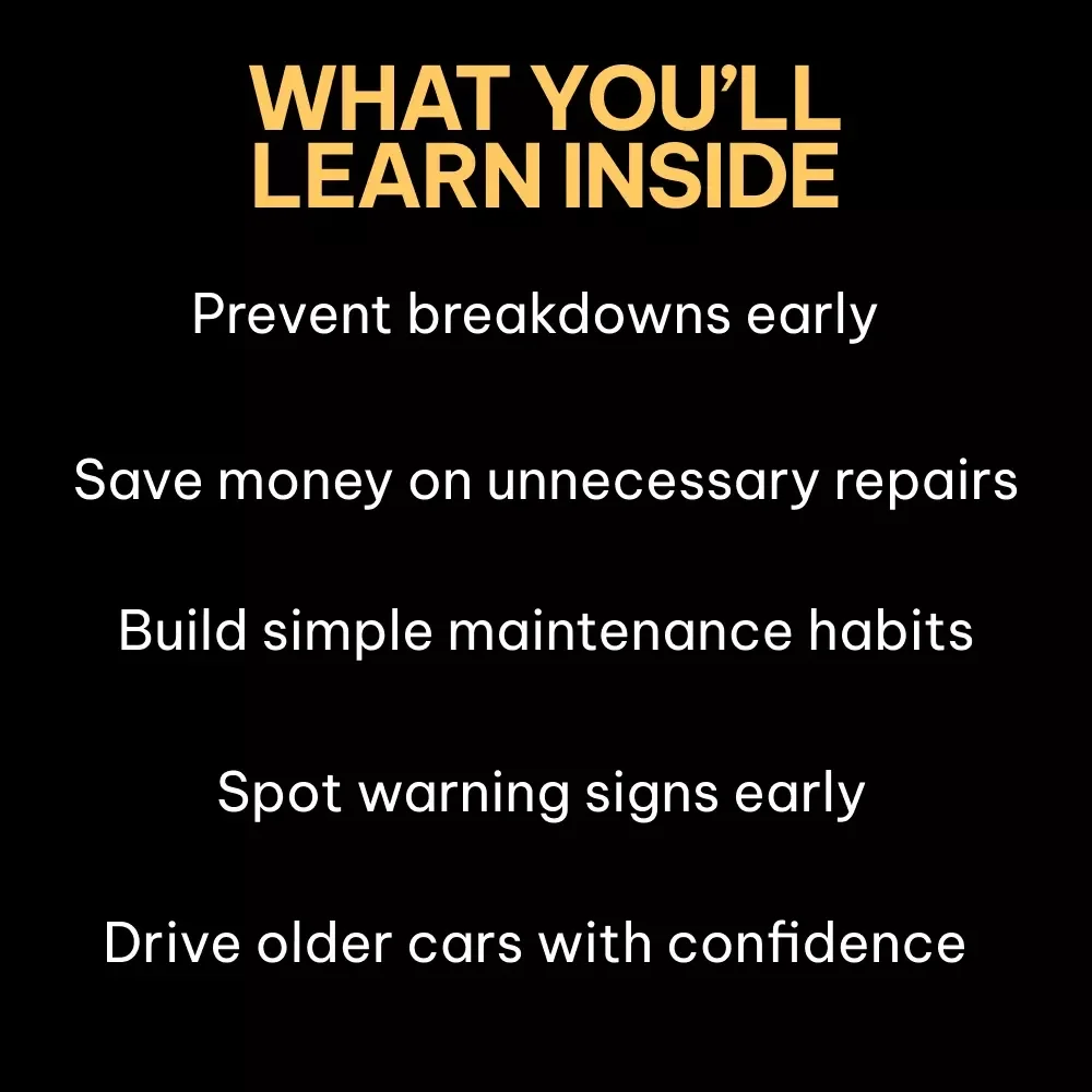 Keep It Rolling Without the Stress – Older Car Maintenance Guide, Preventive Repairs eBook, Long-Term Reliability Checklist, Digital Download