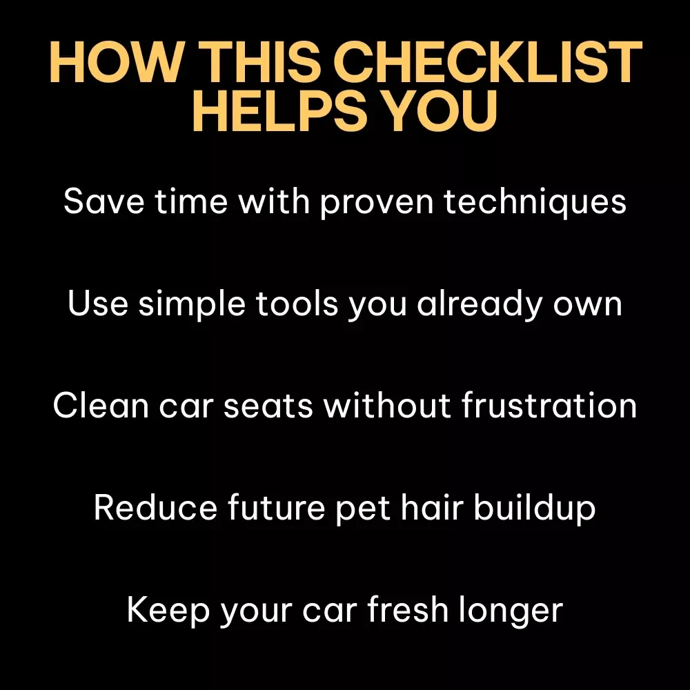 Fur Free Ride | How to Remove Pet Hair from Car Seats Digital Guide, Easy Car Cleaning Checklist for Pet Owners