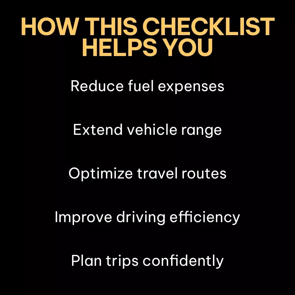 Fuel Smart Drive Far – Ultimate Checklist for Fuel Planning Tips for Long Drives, Efficient Road Trips, and Smart AI-Powered Route Planning