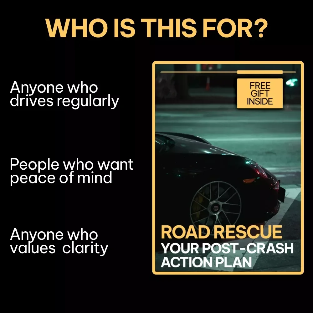 Road Rescue: Your Post-Crash Action Plan | Digital Car Accident Checklist, Emergency Response Guide, Insurance & Legal Recovery eBook
