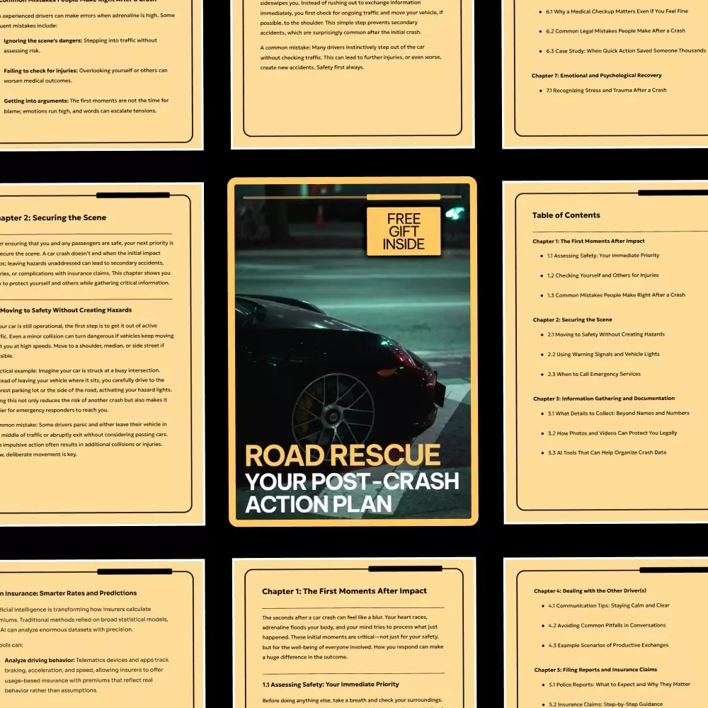 Road Rescue: Your Post-Crash Action Plan | Digital Car Accident Checklist, Emergency Response Guide, Insurance & Legal Recovery eBook