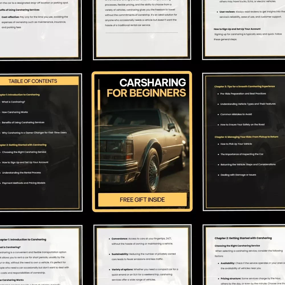 Carsharing for Beginners | Easy Step-by-Step eBook Guide to Carsharing Basics for First-Time Users | Smart, Stress-Free Shared Mobility
