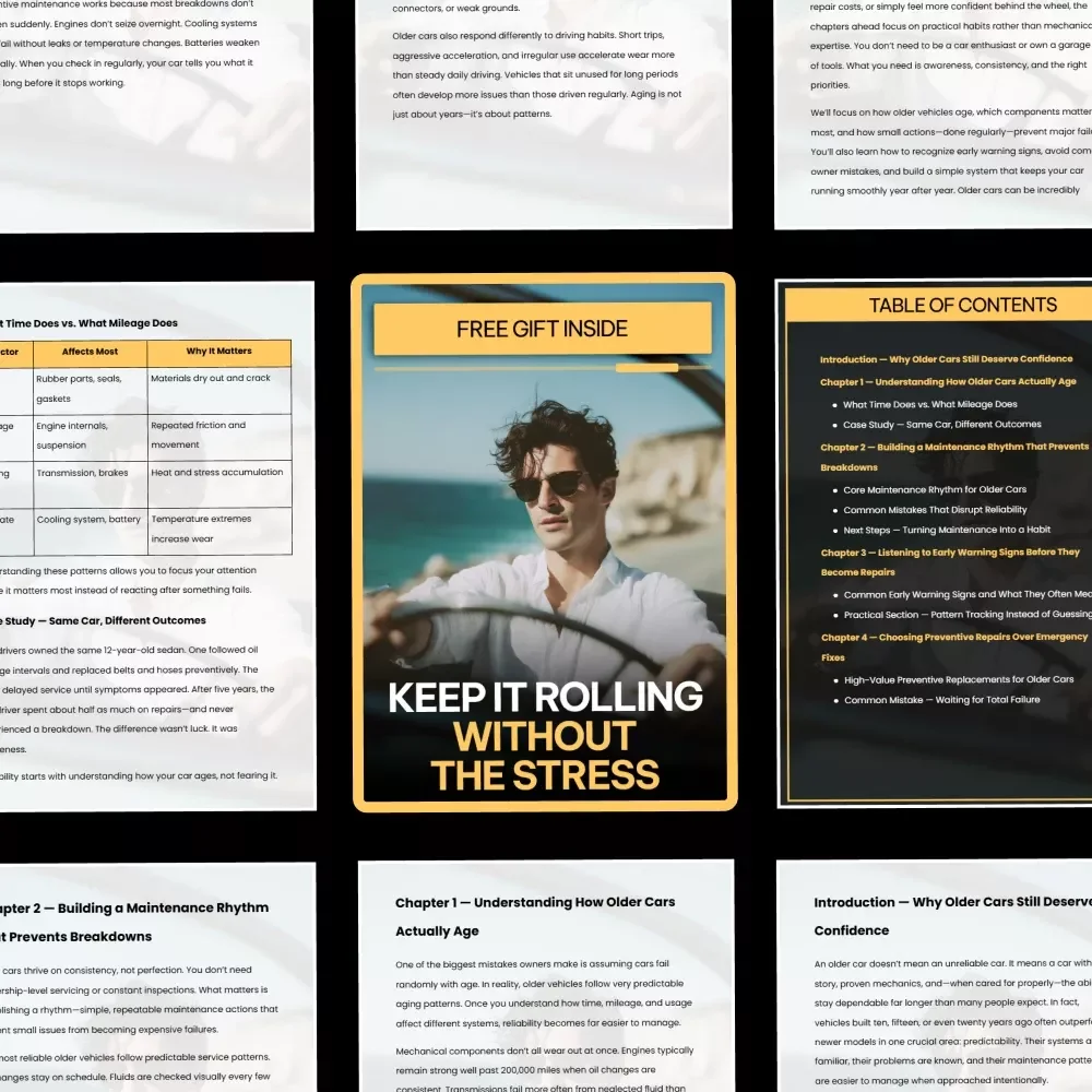 Keep It Rolling Without the Stress – Older Car Maintenance Guide, Preventive Repairs eBook, Long-Term Reliability Checklist, Digital Download