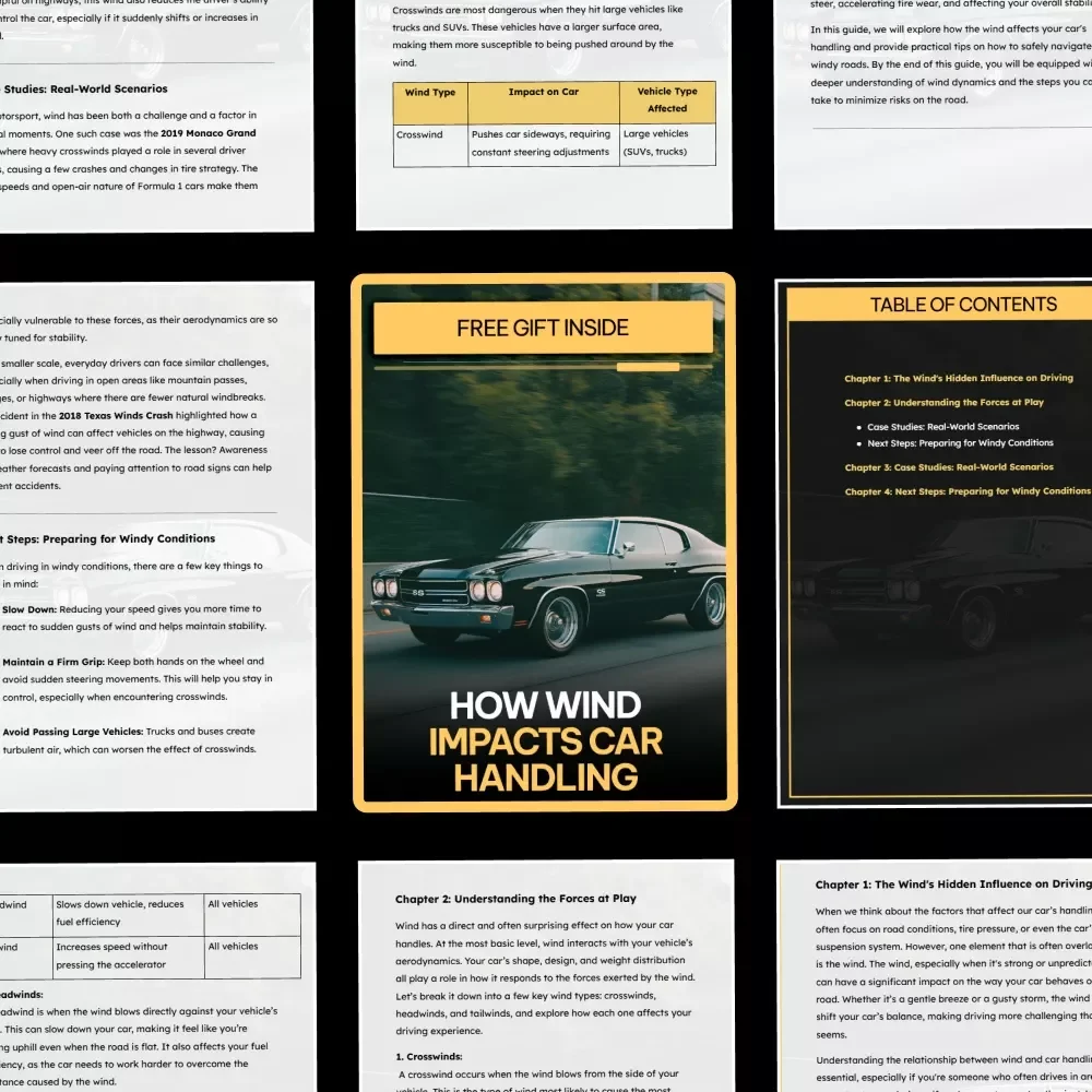 How Wind Impacts Car Handling – Practical Driving Safety Guide, Vehicle Stability eBook, Windy Conditions Driving Checklist, Digital Download for Confident Drivers