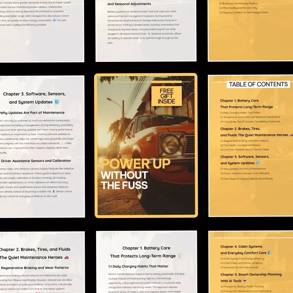 Power Up Without the Fuss | EV Maintenance Guide, Electric Vehicle Care Checklist, Battery Health & Long-Term Reliability eBook