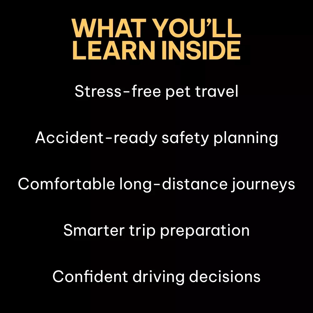 Confident Roads Happy Pets – Practical Pet Travel Safety Guide | How to Travel Safely With Pets in Cars | Digital Download