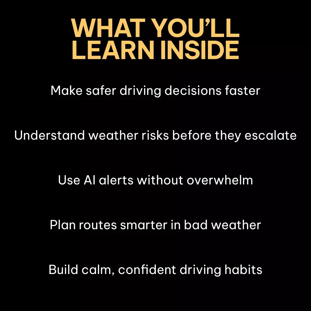 Driving Smarter When the Weather Turns | AI Alerts for Weather-Related Driving eBook | Smart Driving Safety Guide for Modern Drivers