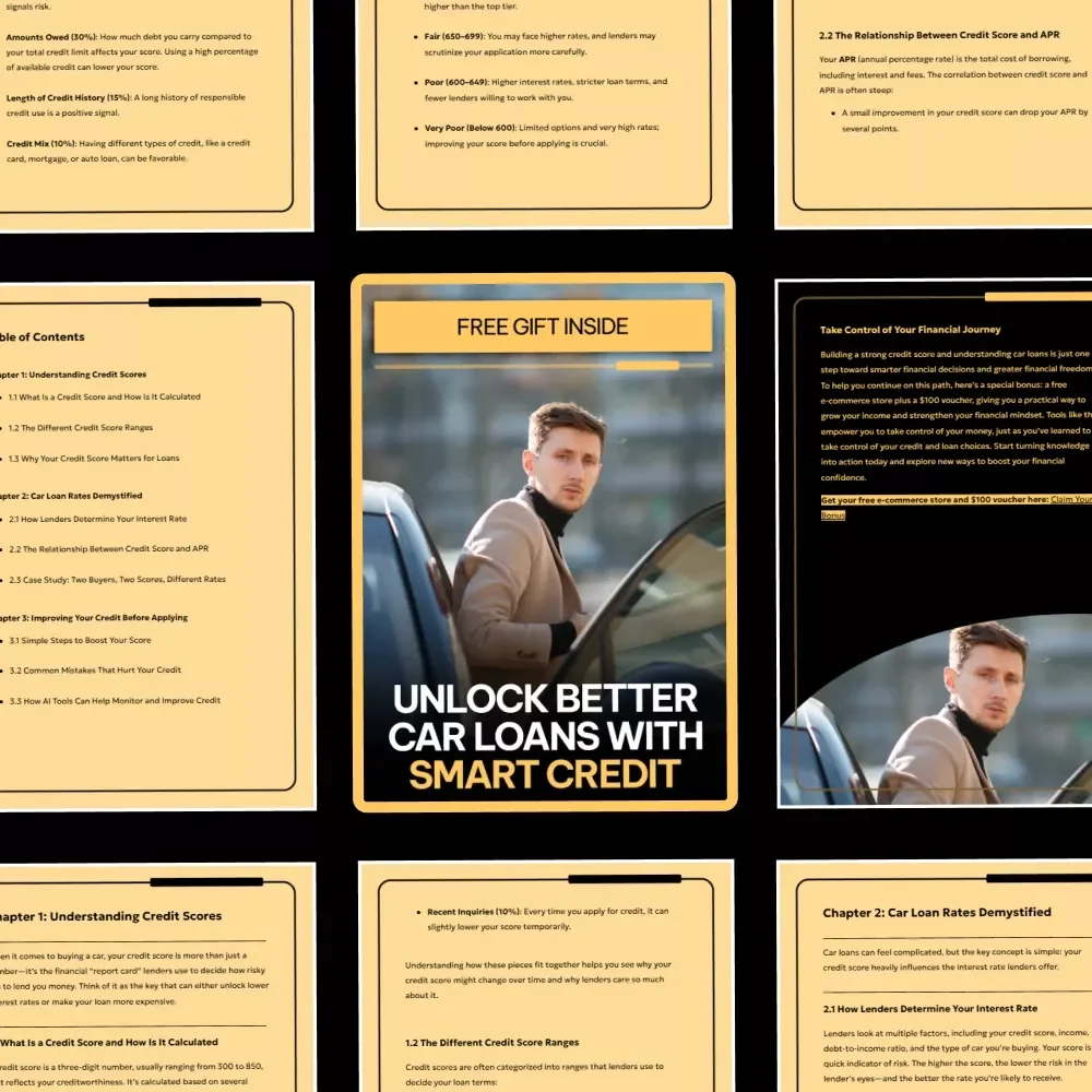 Unlock Better Car Loans with Smart Credit | Practical eBook Explaining how credit score affects car loan rates, Lower APR Strategies, AI Tools & Smarter Auto Financing Decisions
