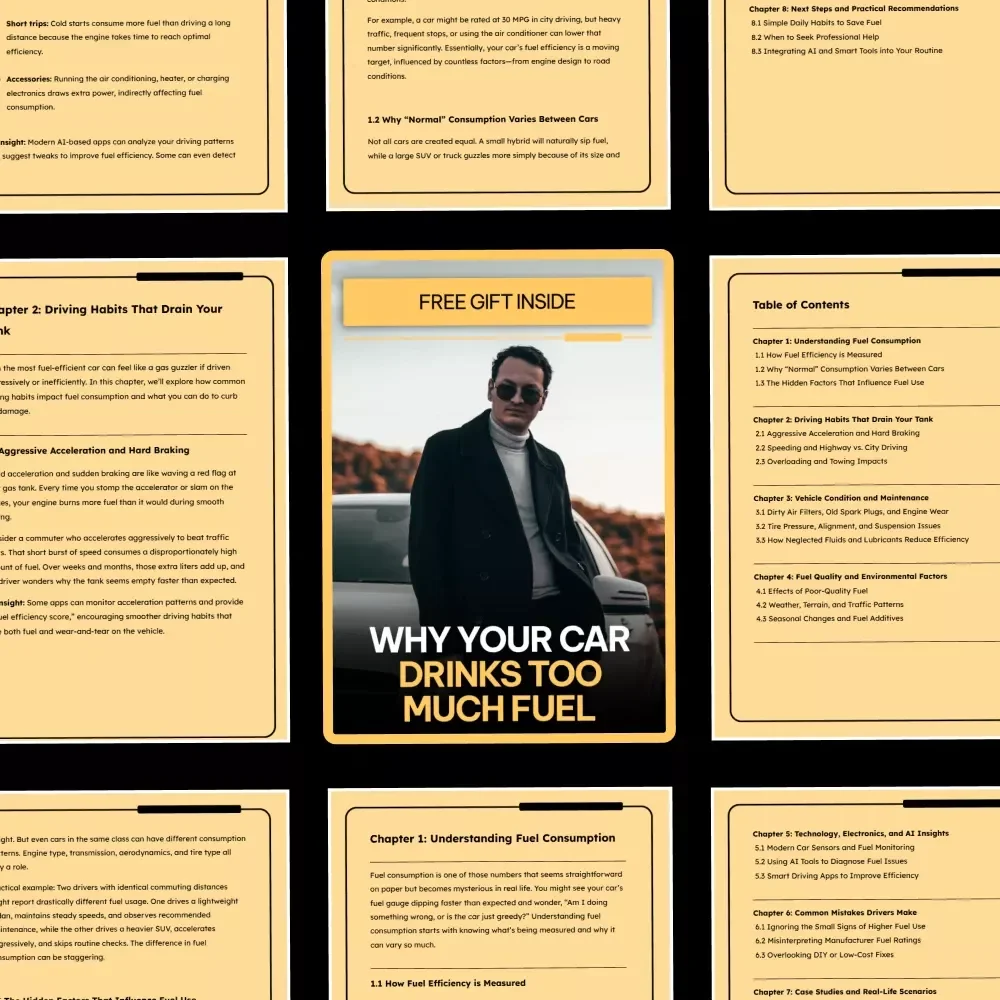 Why Your Car Drinks Too Much Fuel – Smart Driving Guide to Fuel Consumption, Fuel Efficiency, Car Maintenance & AI Fuel Insights (Digital Download)