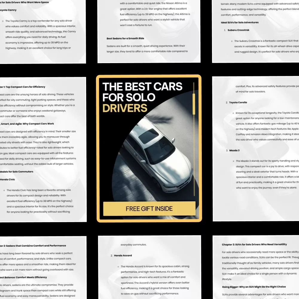 The Best Cars for Solo Drivers | Smart, Efficient & Stylish Vehicle Guide Ebook | best cars for solo drivers