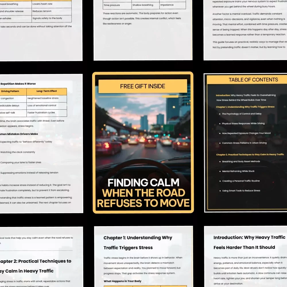 Finding Calm When the Road Refuses to Move – Traffic Stress Relief Guide for Calm Driving, Mindfulness in Heavy Traffic, Stress Management for Daily Commutes