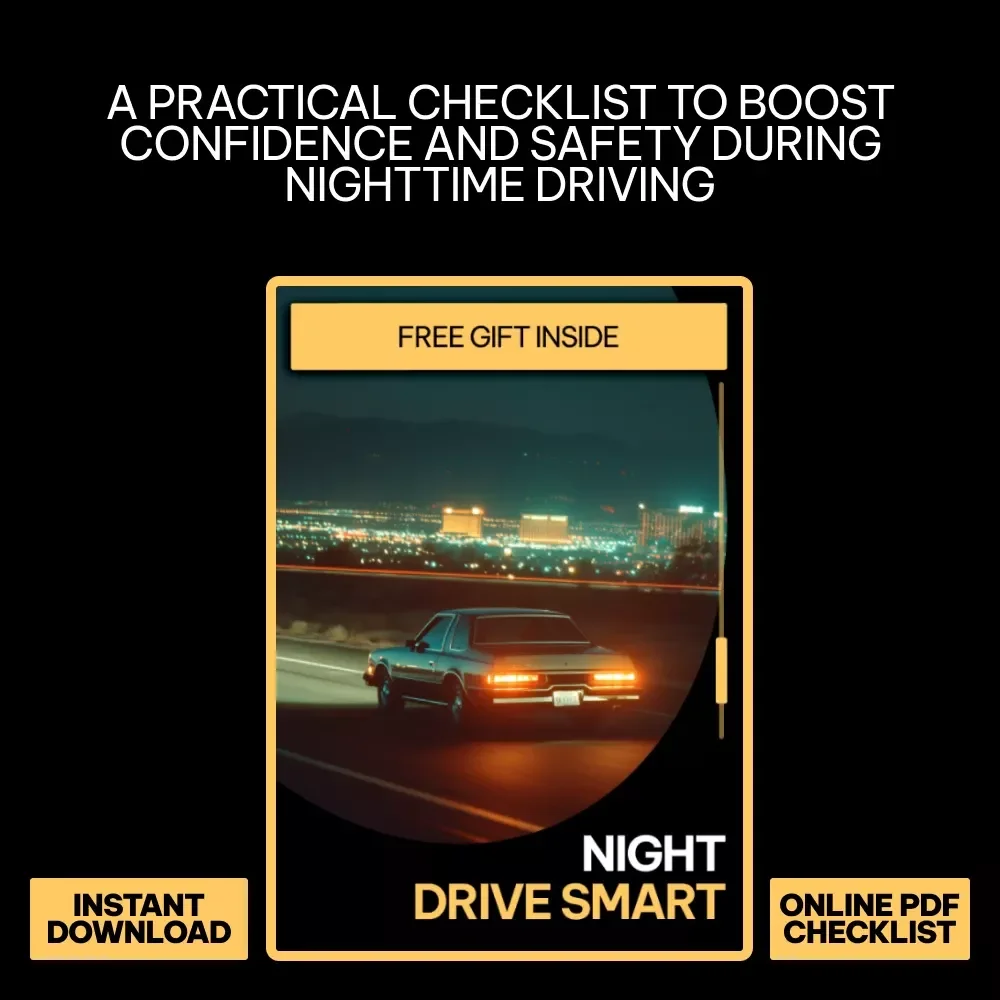 Night Drive Smart – Night Driving Safety Checklist | Printable Digital Guide with Tips for Safe Driving at Night