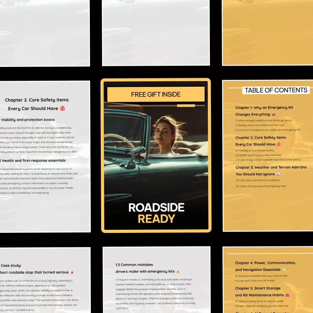 Roadside Ready – Car Emergency Kit Guide & Checklist | Roadside Safety Preparedness Digital Download