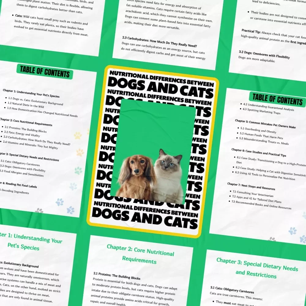 Nutritional Differences Between Dogs and Cats – Essential eBook Guide to Dog and Cat Nutrition Differences for Healthier Pets