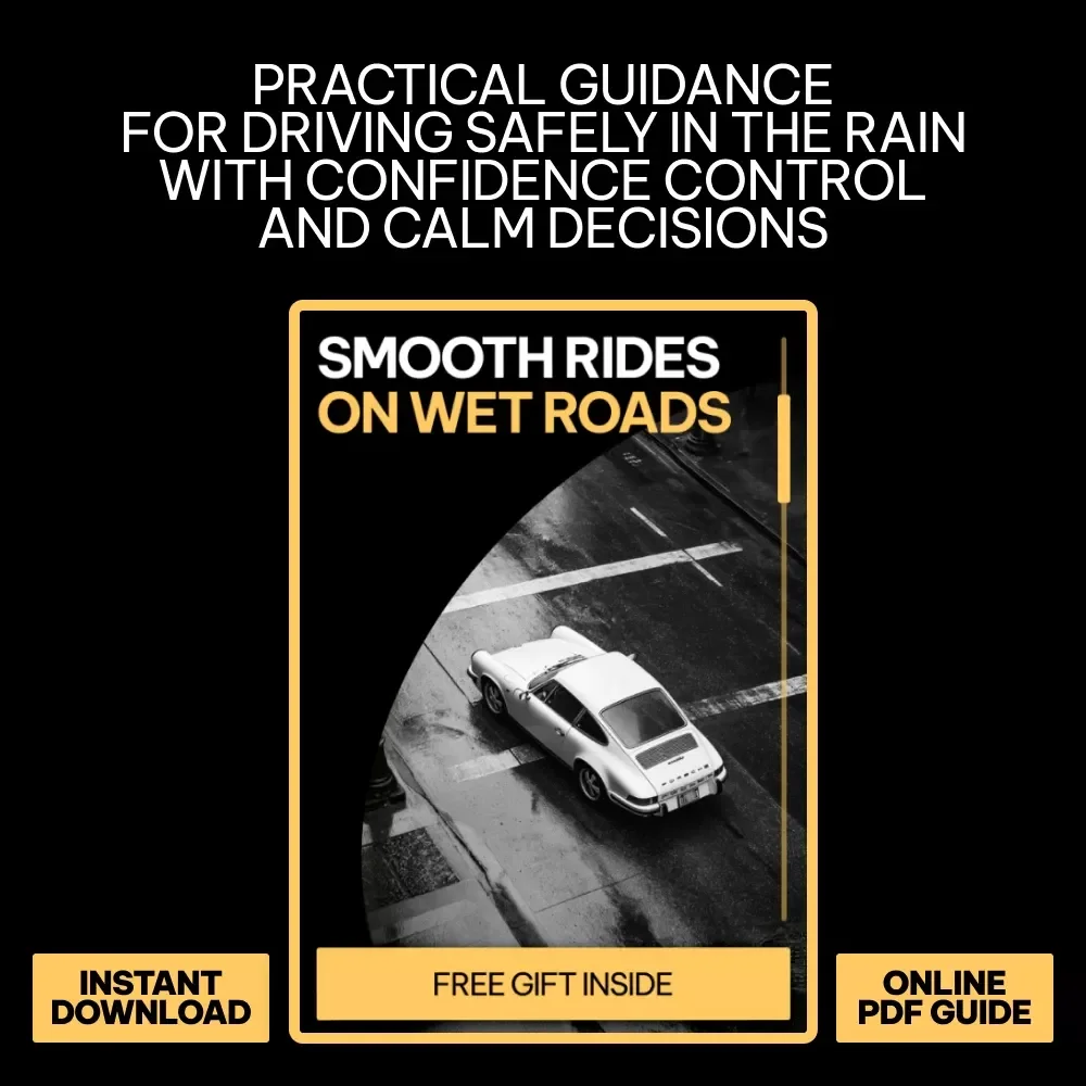 Smooth Rides on Wet Roads | Practical eBook Guide for Driving Safely in the Rain | Calm Confident Control on Rainy Roads