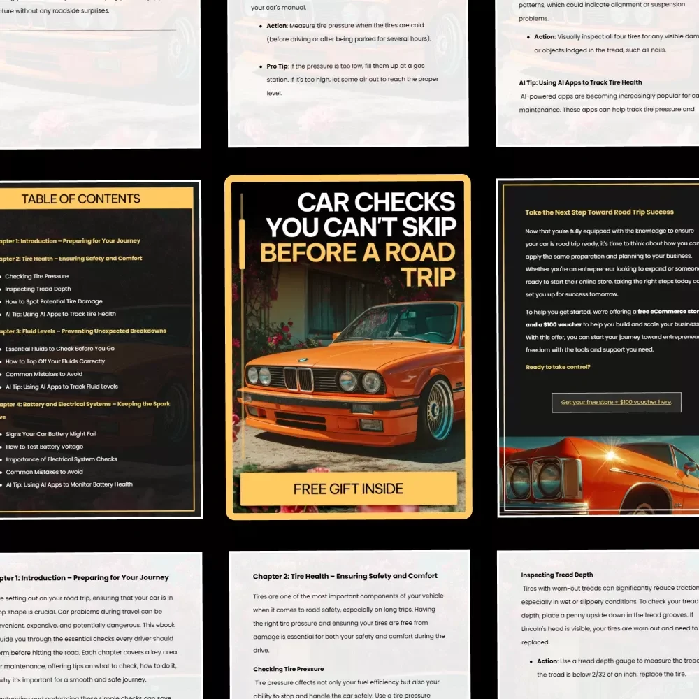 Car Checks You Can't Skip Before a Road Trip – Essential eBook Guide to Car Problems to Check Before a Road Trip, Vehicle Safety Checklist, Travel-Ready Car Prep Download