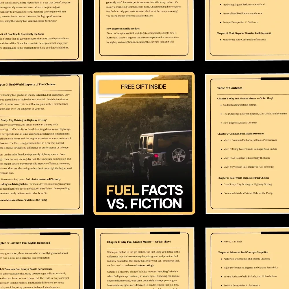 Fuel Facts vs. Fiction | Digital Fuel Guide eBook, Gas Myths Debunked, Octane Ratings Explained, Smart Fuel Choices with AI, Instant Download