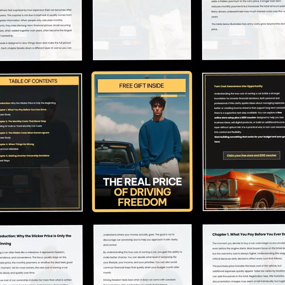 The Real Price of Driving Freedom – Ebook Guide on the True Cost of Owning a Car, Hidden Expenses, Monthly Costs & Smarter Ownership Decisions