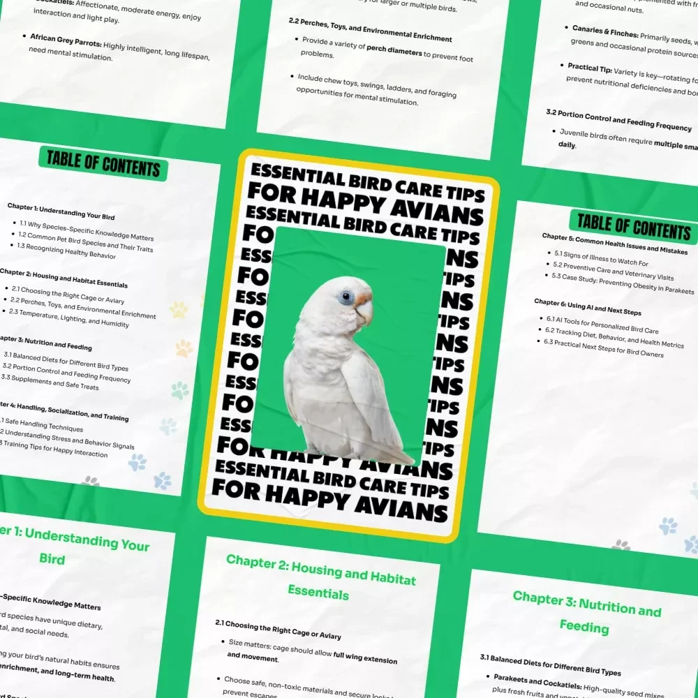 Essential Bird Care Tips for Happy Avians – Practical Bird Care Tips eBook for New & Experienced Bird Owners, Complete Guide to Healthy, Happy Pet Birds