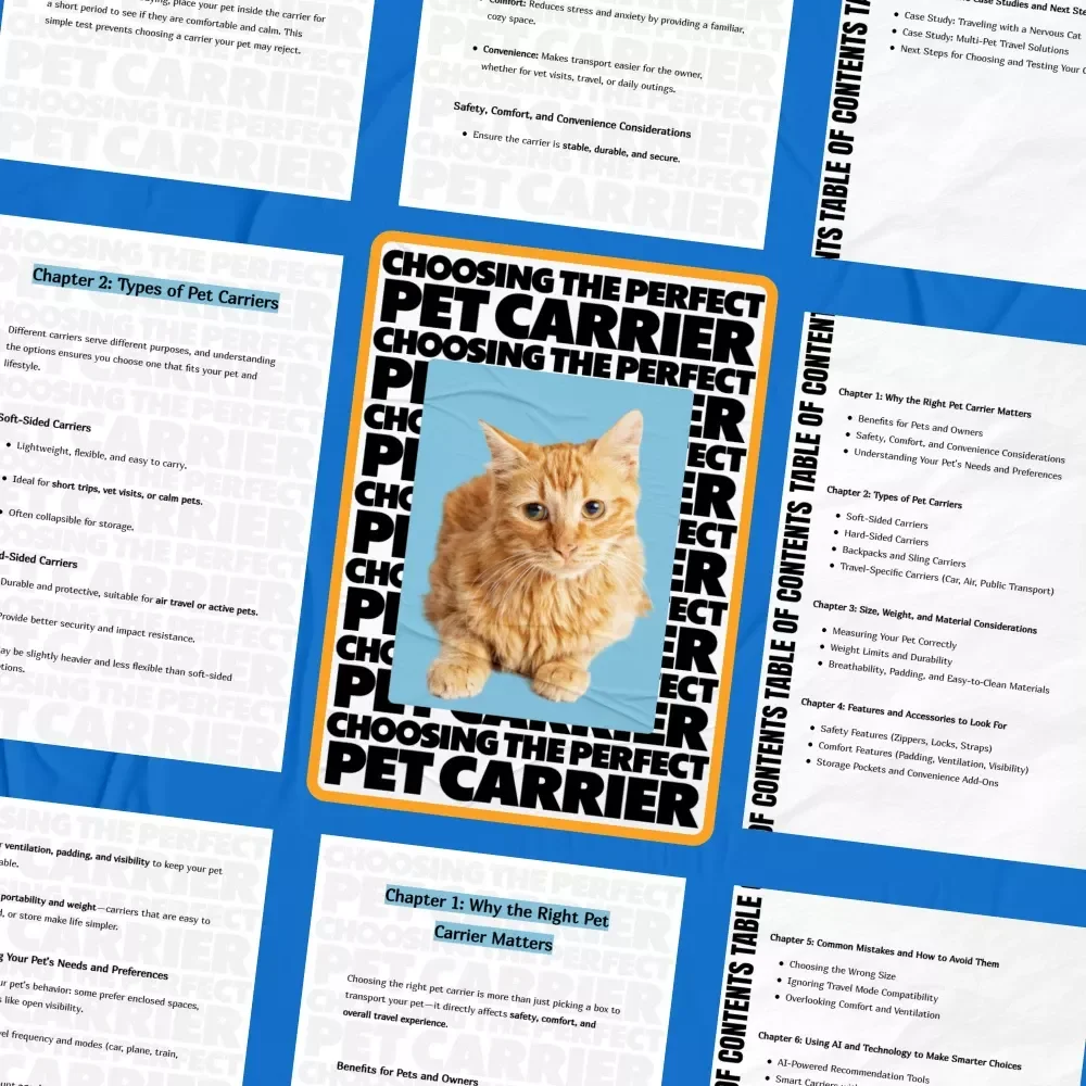 Choosing the Perfect Pet Carrier | Pet Carrier Guide eBook | Digital Download Checklist for Travel | Soft-Sided & Hard-Sided Carriers, Backpack & Sling Options, AI-Powered Recommendation Tools