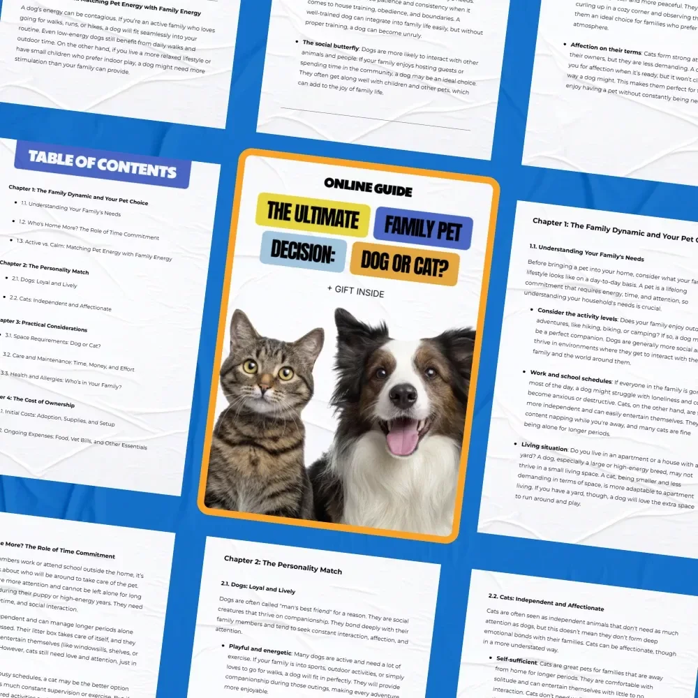 The Ultimate Family Pet Decision: Dog or Cat? | A Practical eBook Guide for Families on how to decide between dog or cat for family
