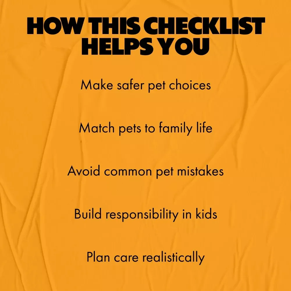 Choosing Pets That Are Good For Kids – Printable Family Checklist | which pets are good for kids Guide for Parents