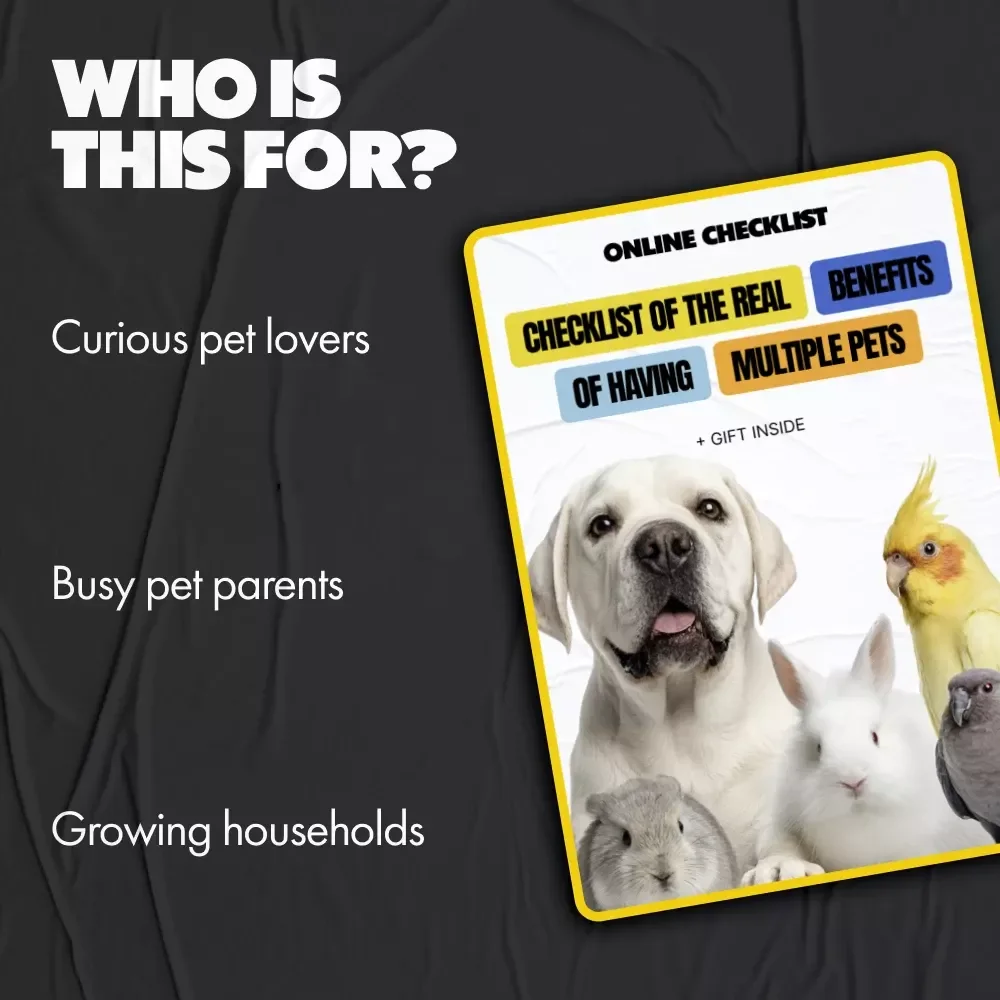 Checklist of the Real Benefits of Having Multiple Pets | Digital Download Checklist | Pet Parenting Guide | Understanding the benefits of having multiple pets