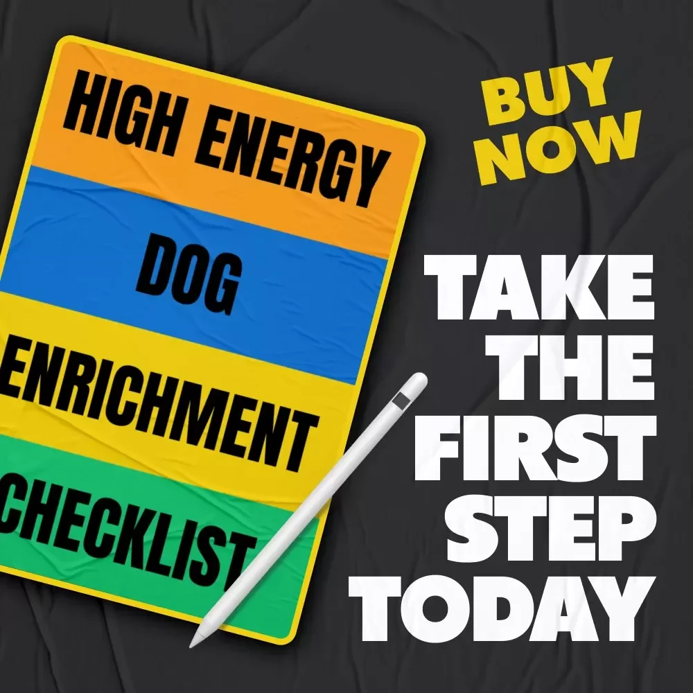 High Energy Dog Enrichment Checklist | Digital Download Guide for Mental Stimulation, Physical Exercise, Interactive Play with Humans, Social Interaction & AI for Smart Enrichment