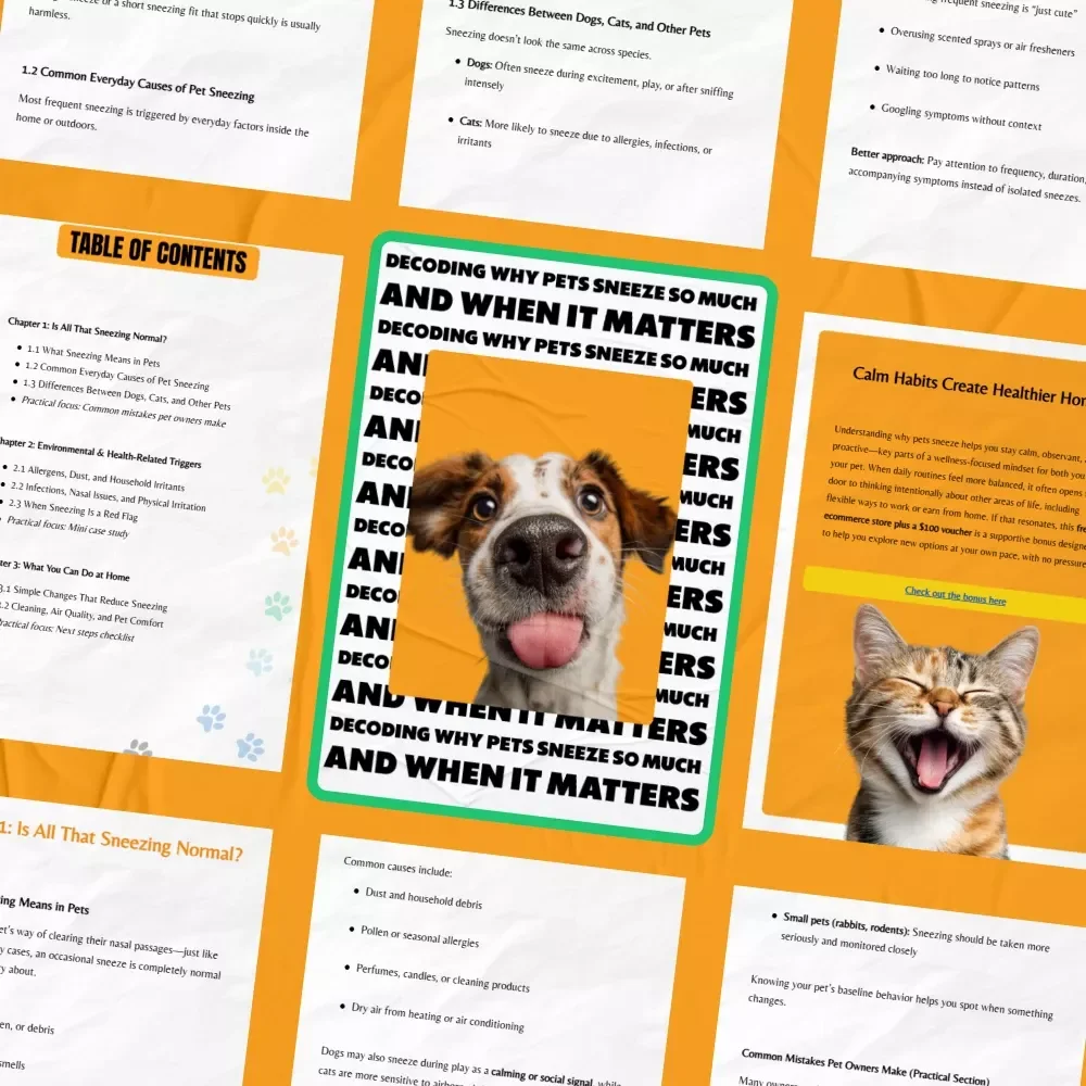 Decoding Why Pets Sneeze So Much (and When It Matters) | Digital Guide for Pet Parents | why pets sneeze a lot Checklist & Tips | Printable eBook