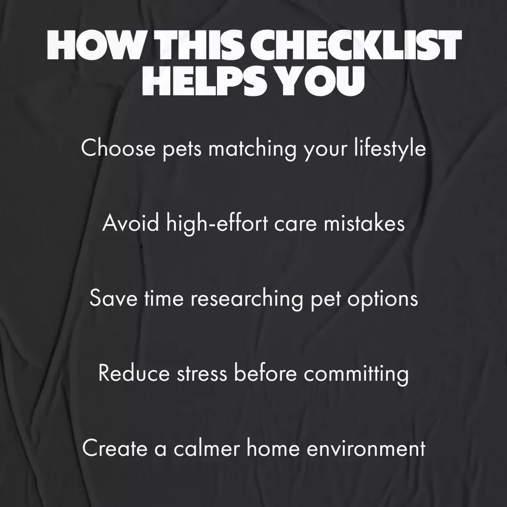 The Ultimate Low-Maintenance Indoor Pets Checklist | Best Low Maintenance Indoor Pets Guide for Busy People | Digital Download