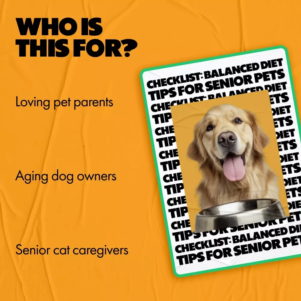 Checklist: Balanced Diet Tips for Senior Pets | Easy Nutrition Guide for Aging Dogs & Cats | Digital Download