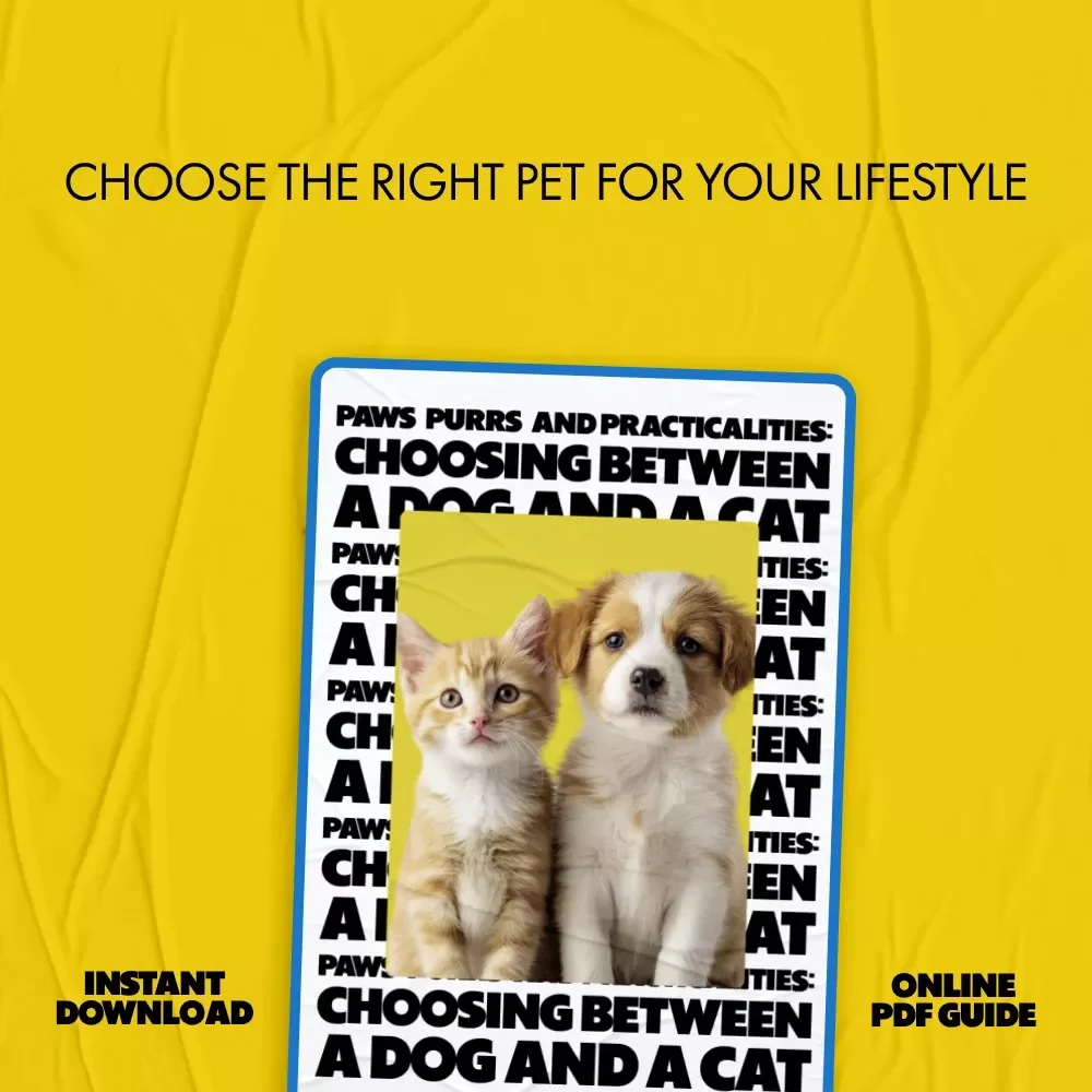 Paws, Purrs, and Practicalities: Choosing Between a Dog and a Cat | Digital Pet Guide on the Differences Between Dog and Cat Ownership | Smart Decision Checklist & Lifestyle Fit eBook