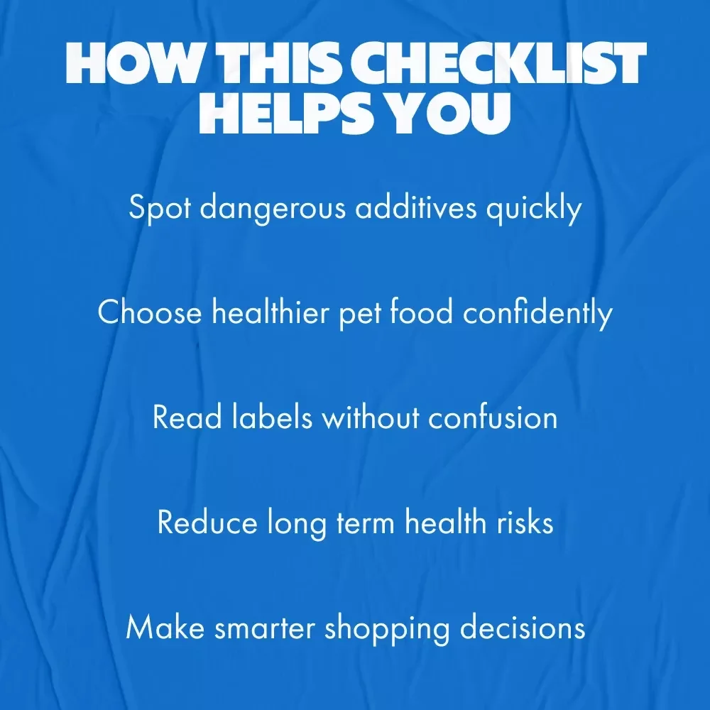 Checklist: Avoid These 7 Sneaky Pet Food Ingredients! | What Pet Food Ingredients to Avoid | Printable Pet Nutrition Guide for Dogs & Cats