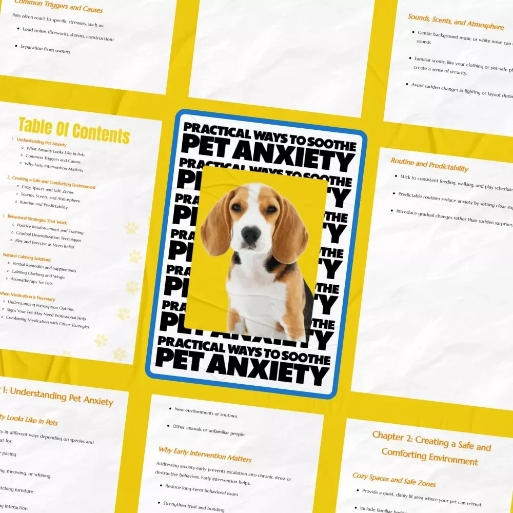 Practical Ways to Soothe Pet Anxiety | Actionable eBook Guide for Pet Anxiety Calming Options & Happier Pets