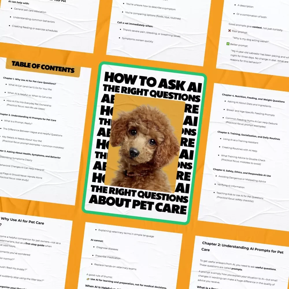 How to Ask AI the Right Questions About Pet Care | Smart AI Prompts Pet Care Questions eBook for Modern Pet Owners
