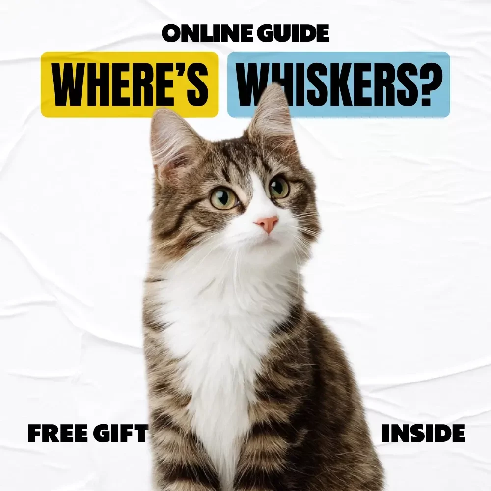 Where’s Whiskers? A Guide to Finding Your Lost Cat | Digital Download Guide for Pet Owners | how to find a lost cat Tips & Search Strategies | Lost Cat Recovery Checklist & eBook