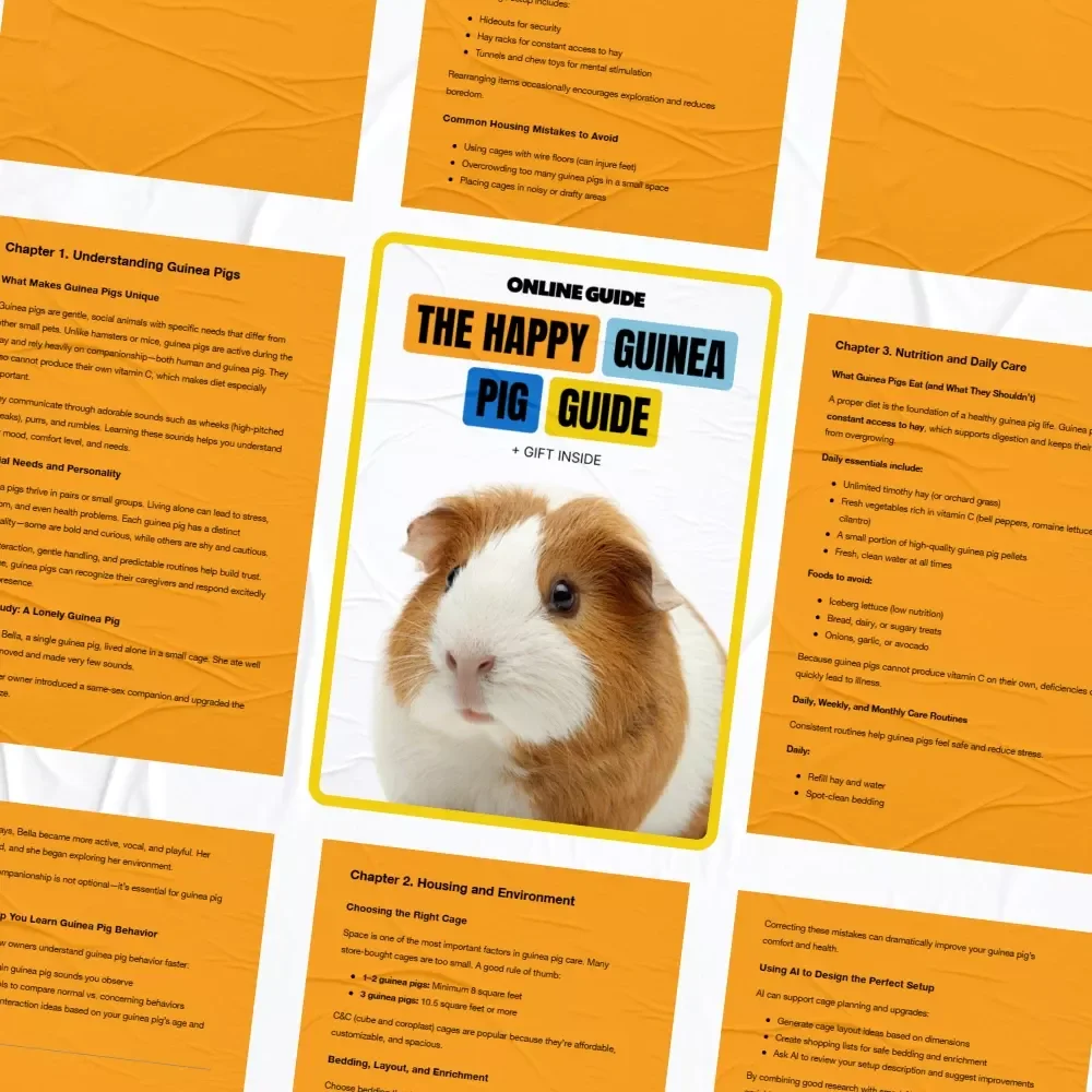 The Happy Guinea Pig Guide – Ultimate Guide to Guinea Pig Care Needs, Housing, Nutrition & Happy Pets (Digital Download)