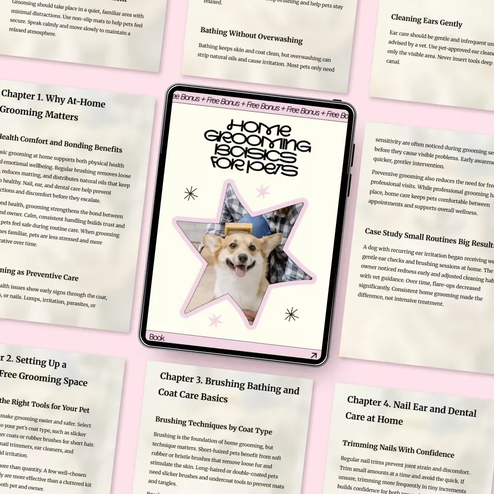Home Grooming Basics for Pets – Easy Guide to Basic Pet Grooming at Home | Stress-Free Care Routine eBook for Dogs & Cats