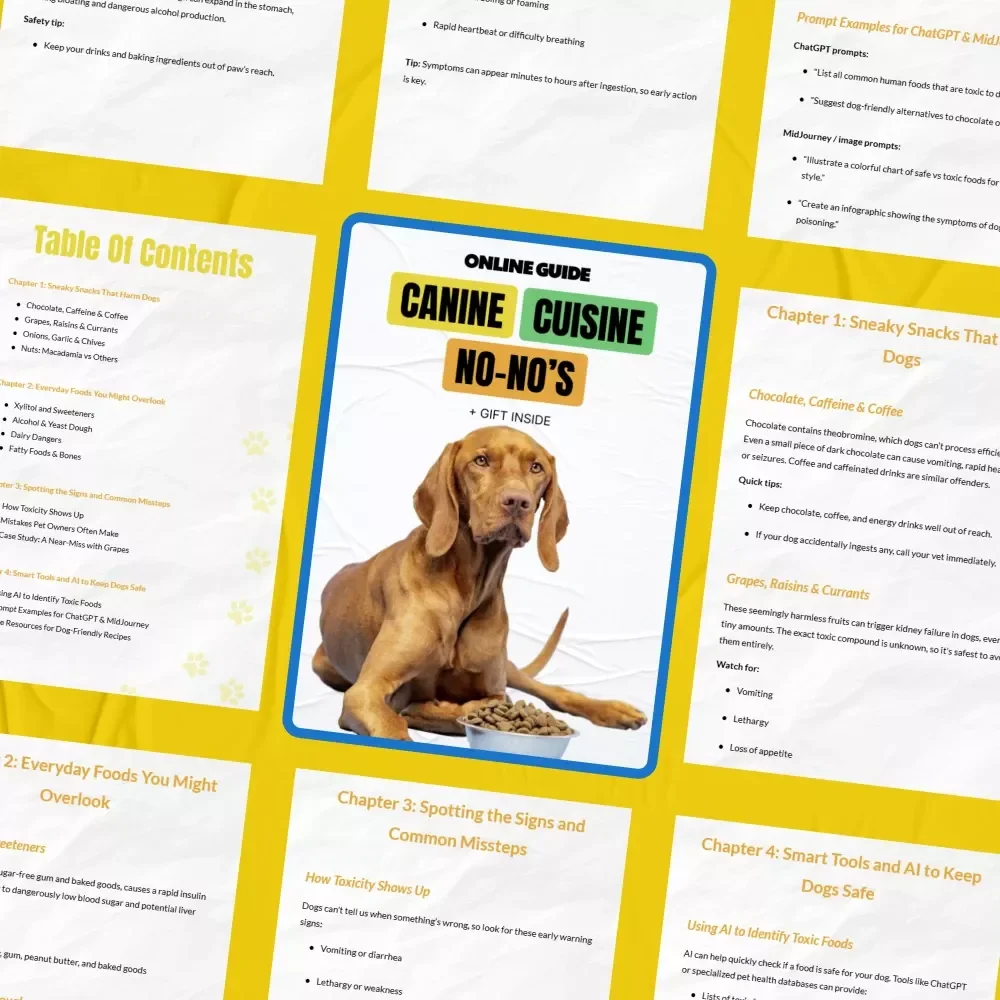 Canine Cuisine No-No’s | Essential Guide to Foods Toxic to Dogs List | Pet Safety Digital Download