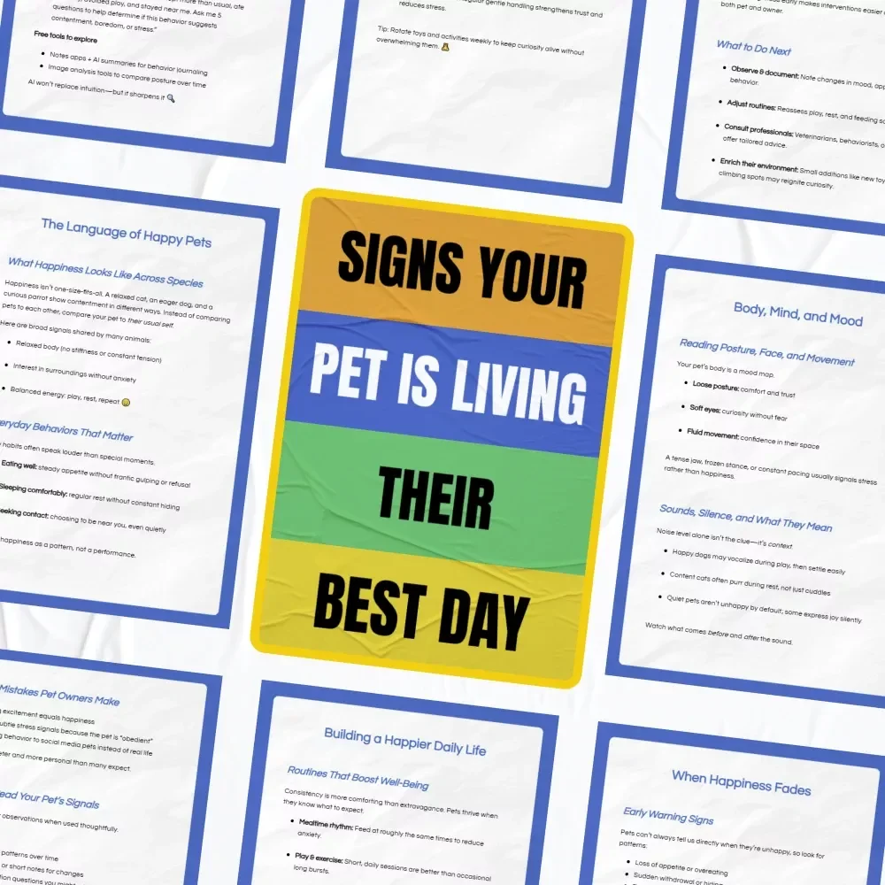 Signs Your Pet Is Living Their Best Day | A Heartfelt Guide on how to tell if my pet is happy | Digital Download for Loving Pet Owners