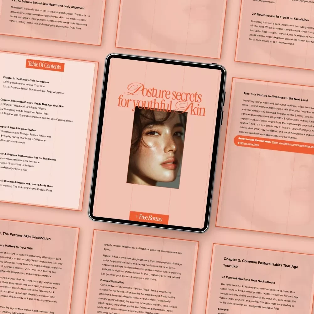 Posture Secrets for Youthful Skin – Ebook Guide on how posture affects skin appearance, Facial Aging, Tech Neck & Radiant Skin Habits
