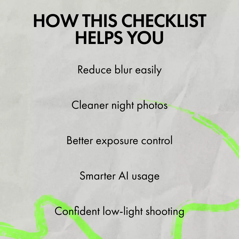 Low-Light Phone Camera Checklist – Easy Phone Camera Low Light Tips for Night Photography, Smartphone Camera Guide & Quick Digital Checklist