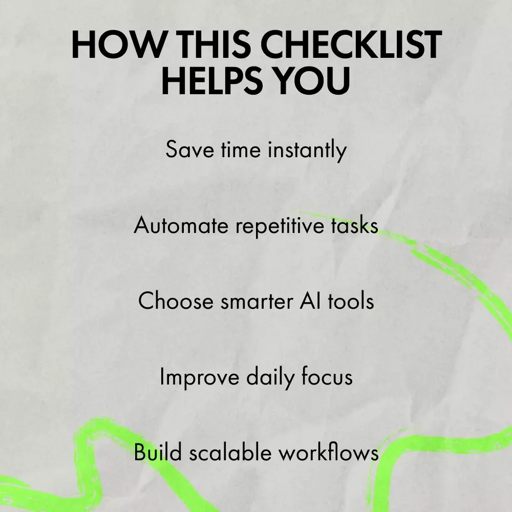 The Ultimate AI Productivity Sidekick Checklist – Smart Daily Workflow Planner, Digital Download for Finding the best ai assistant for productivity