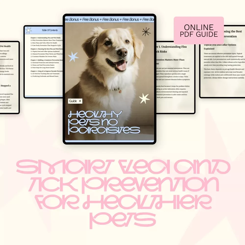 Healthy Pets No Parasites – A Practical Guide to the Best Flea and Tick Prevention for Dogs & Cats | Simple Routines, Natural Options & Smart AI Tools