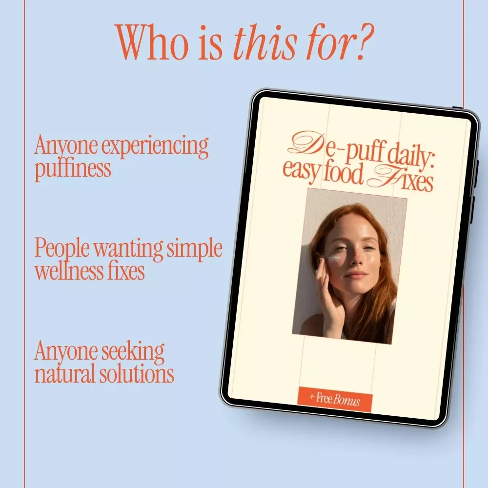 De-Puff Daily: Easy Food Fixes | Foods That Reduce Puffiness Checklist | Digital Download for Bloating & Facial Puffiness