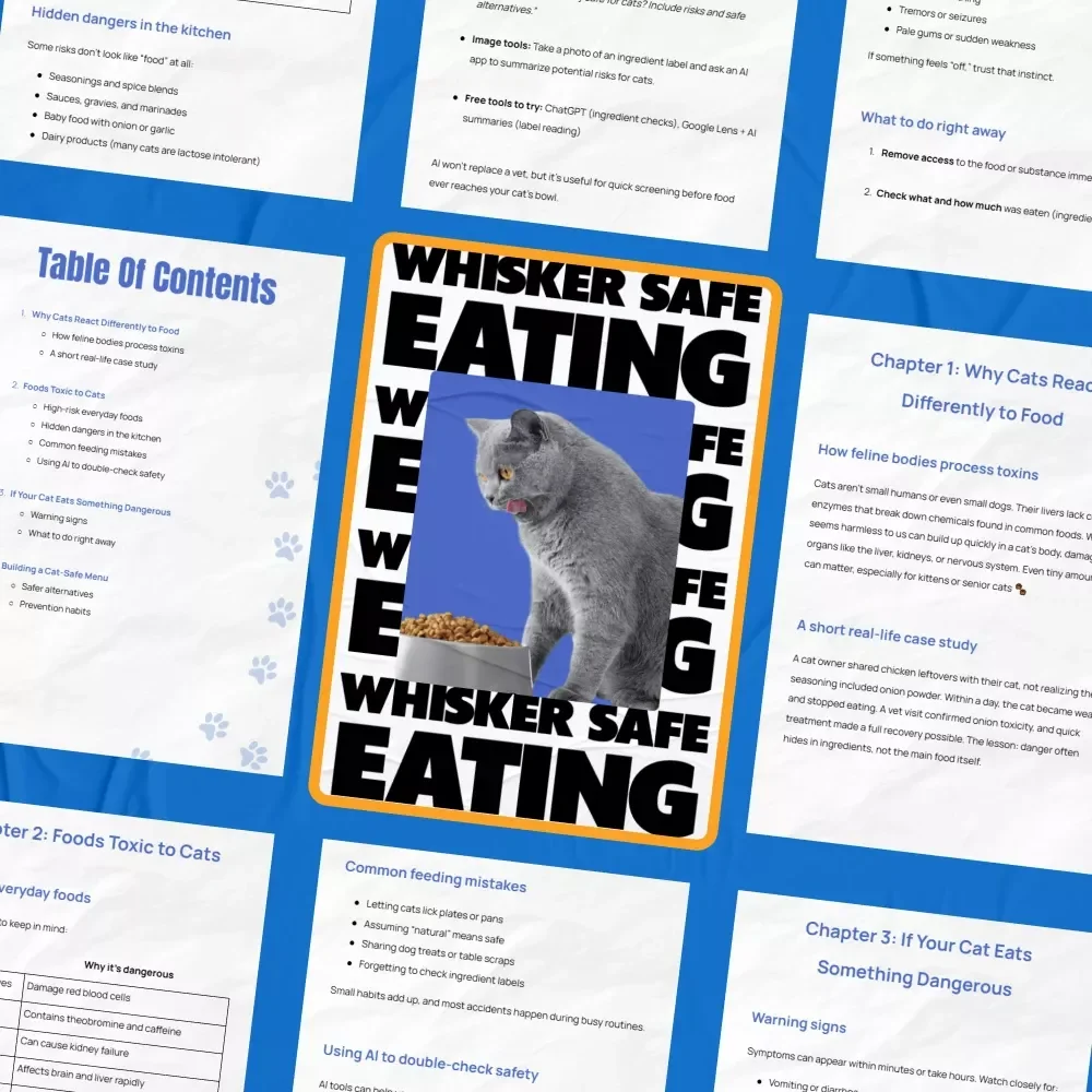 Whisker-Safe Eating – A Practical Guide with a foods toxic to cats list for Cat Owners
