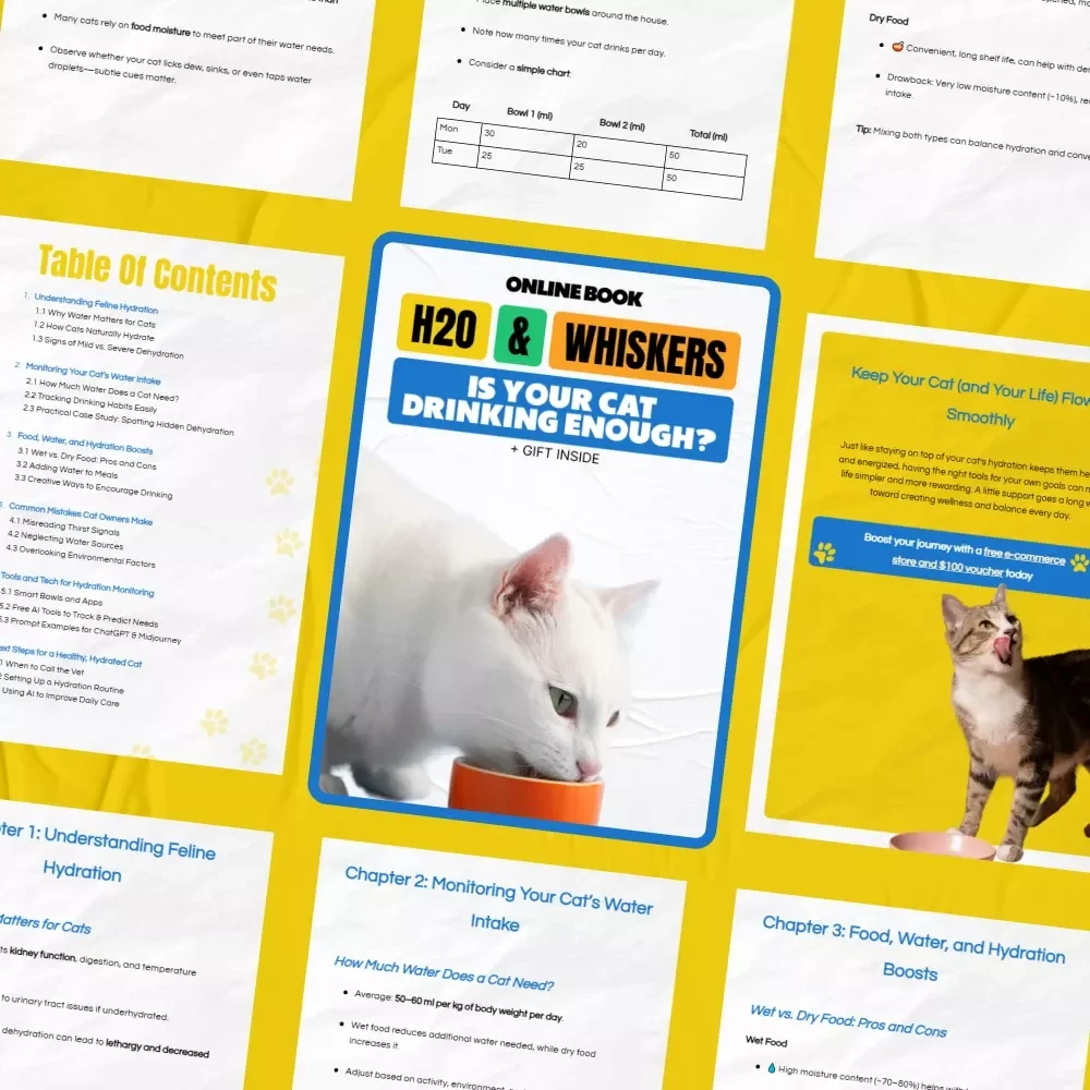 H2O & Whiskers: Is Your Cat Drinking Enough – A Practical eBook Guide for Cat Owners